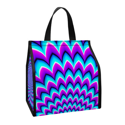 Blue Expansion Moving Optical Illusion Insulated Lunch Tote