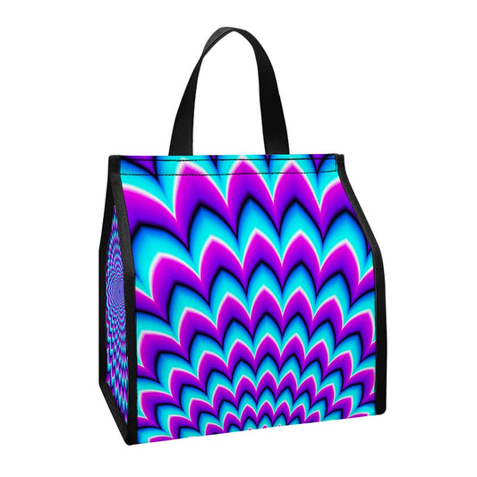 Blue Expansion Moving Optical Illusion Insulated Lunch Tote