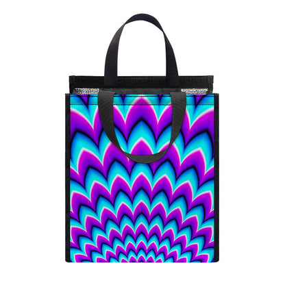Blue Expansion Moving Optical Illusion Insulated Lunch Tote