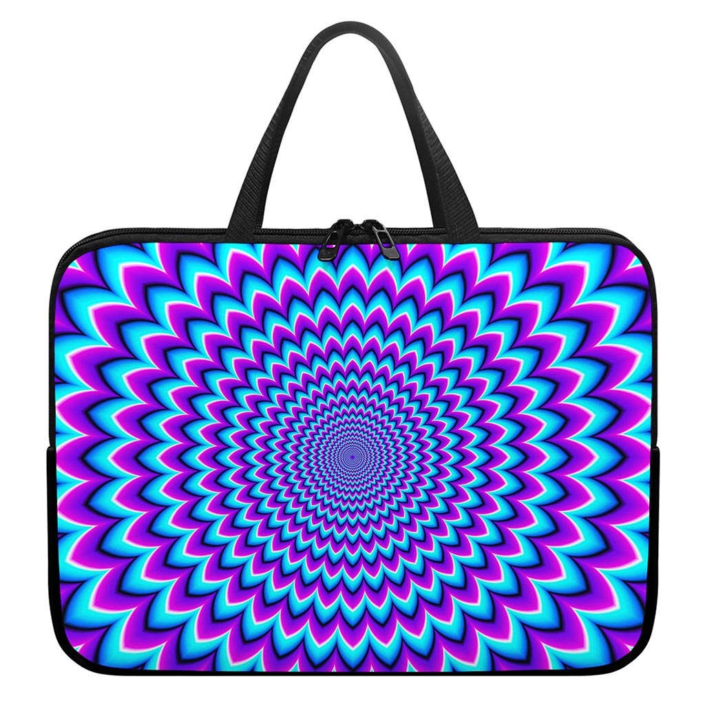 Blue Expansion Moving Optical Illusion Laptop Sleeve With Handle