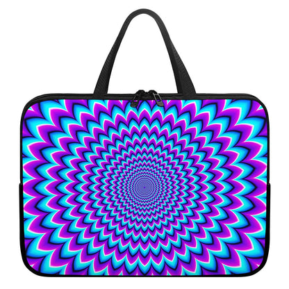 Blue Expansion Moving Optical Illusion Laptop Sleeve With Handle