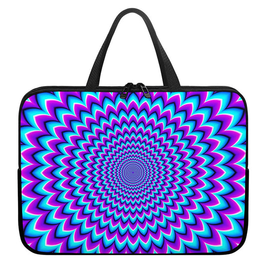 Blue Expansion Moving Optical Illusion Laptop Sleeve With Handle