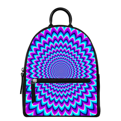 Blue Expansion Moving Optical Illusion Leather Backpack