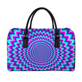 Blue Expansion Moving Optical Illusion Leather Duffel Bag