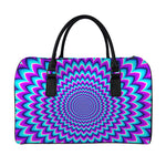 Blue Expansion Moving Optical Illusion Leather Duffle Bag