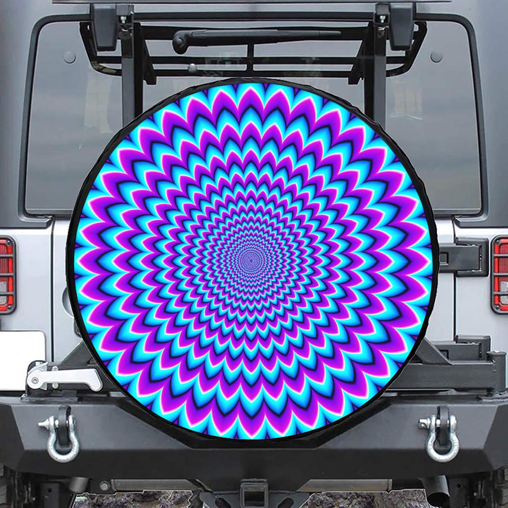 Blue Expansion Moving Optical Illusion Leather Spare Tire Cover