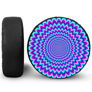 Blue Expansion Moving Optical Illusion Leather Spare Tire Cover