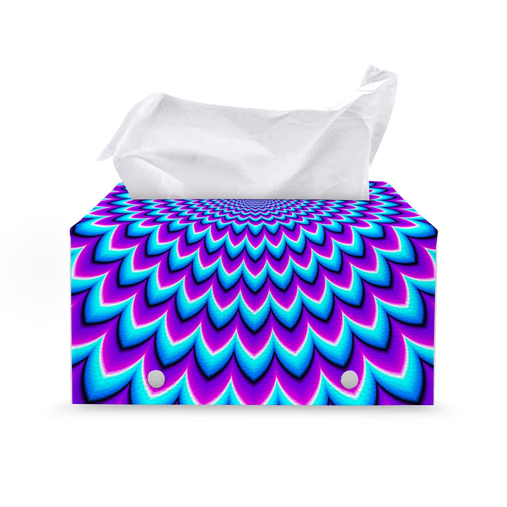 Blue Expansion Moving Optical Illusion Leather Tissue Box Cover