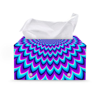 Blue Expansion Moving Optical Illusion Leather Tissue Box Cover