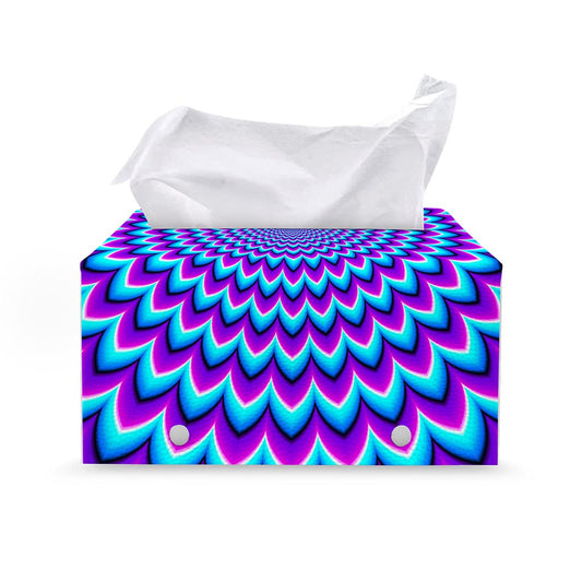 Blue Expansion Moving Optical Illusion Leather Tissue Box Cover