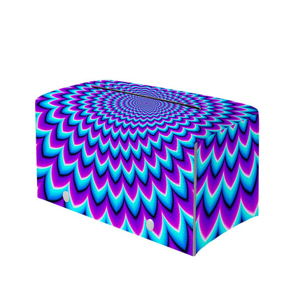 Blue Expansion Moving Optical Illusion Leather Tissue Box Cover
