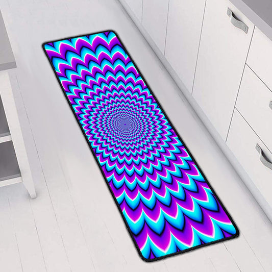 Blue Expansion Moving Optical Illusion Long Kitchen Mat