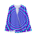 Blue Expansion Moving Optical Illusion Long Sleeve Short Coat