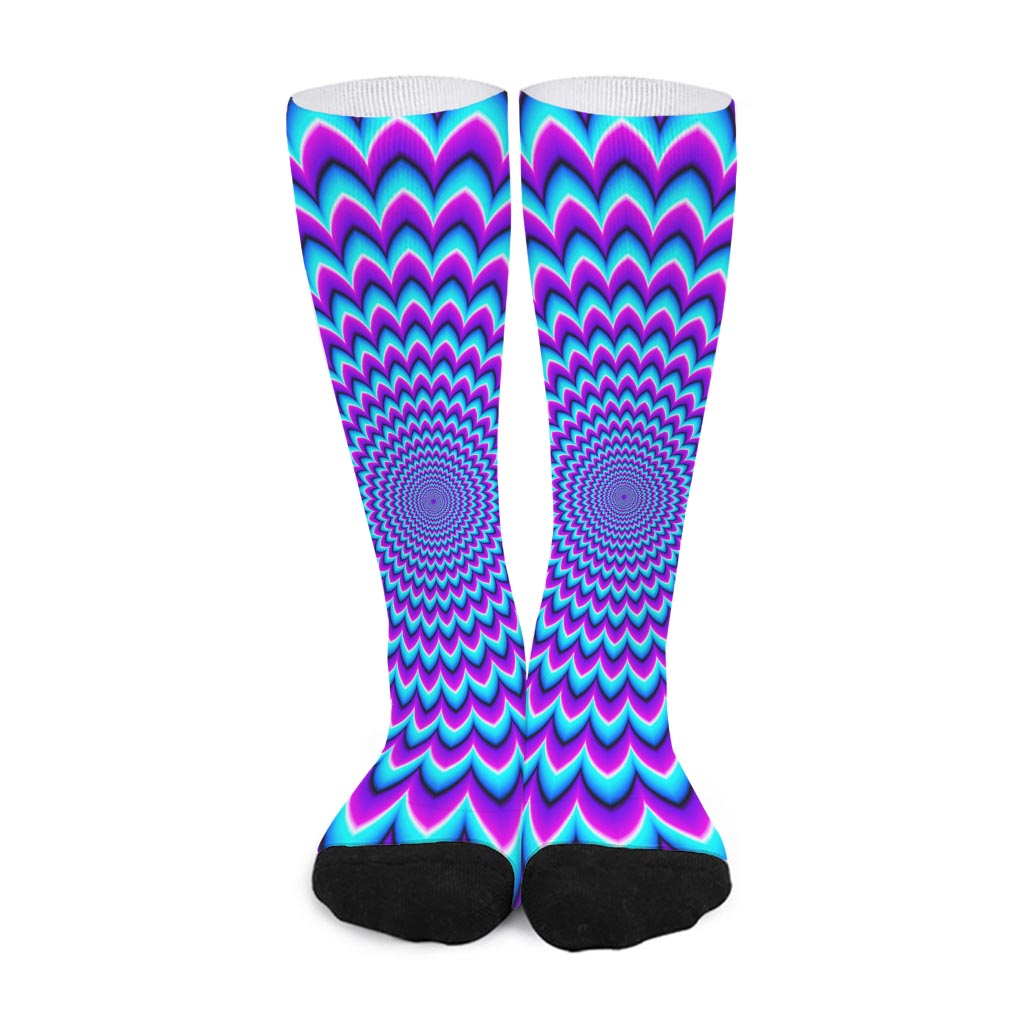 Blue Expansion Moving Optical Illusion Long Socks