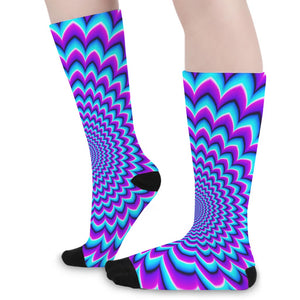 Blue Expansion Moving Optical Illusion Long Socks