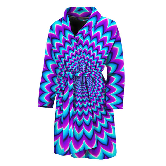 Blue Expansion Moving Optical Illusion Men's Bathrobe