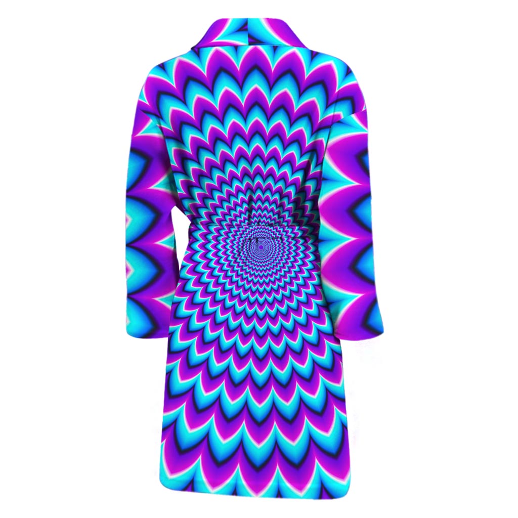 Blue Expansion Moving Optical Illusion Men's Bathrobe