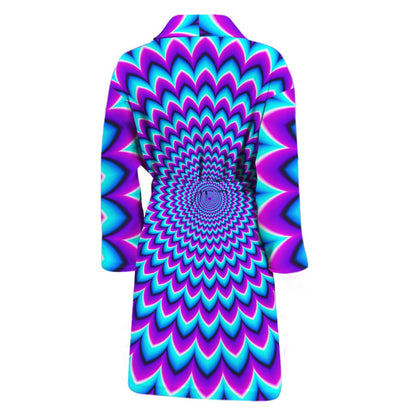 Blue Expansion Moving Optical Illusion Men's Bathrobe