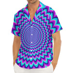 Blue Expansion Moving Optical Illusion Men's Deep V-Neck Shirt