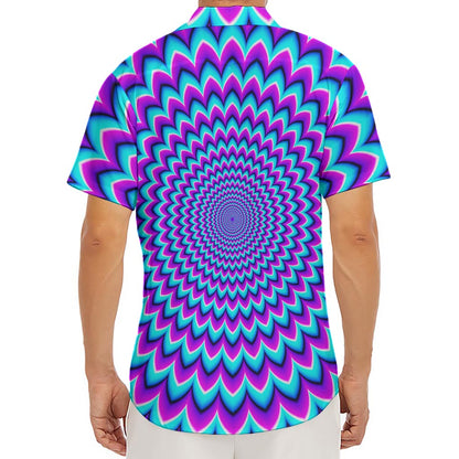 Blue Expansion Moving Optical Illusion Men's Deep V-Neck Shirt