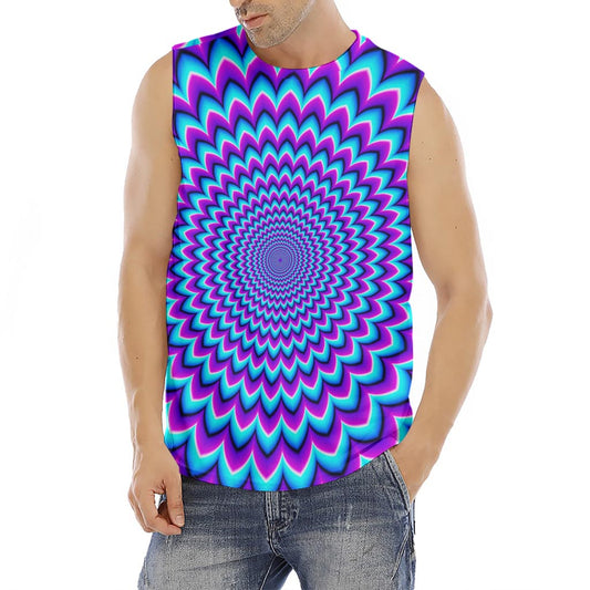 Blue Expansion Moving Optical Illusion Men's Fitness Tank Top