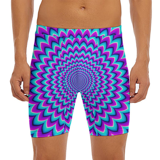 Blue Expansion Moving Optical Illusion Men's Long Boxer Briefs