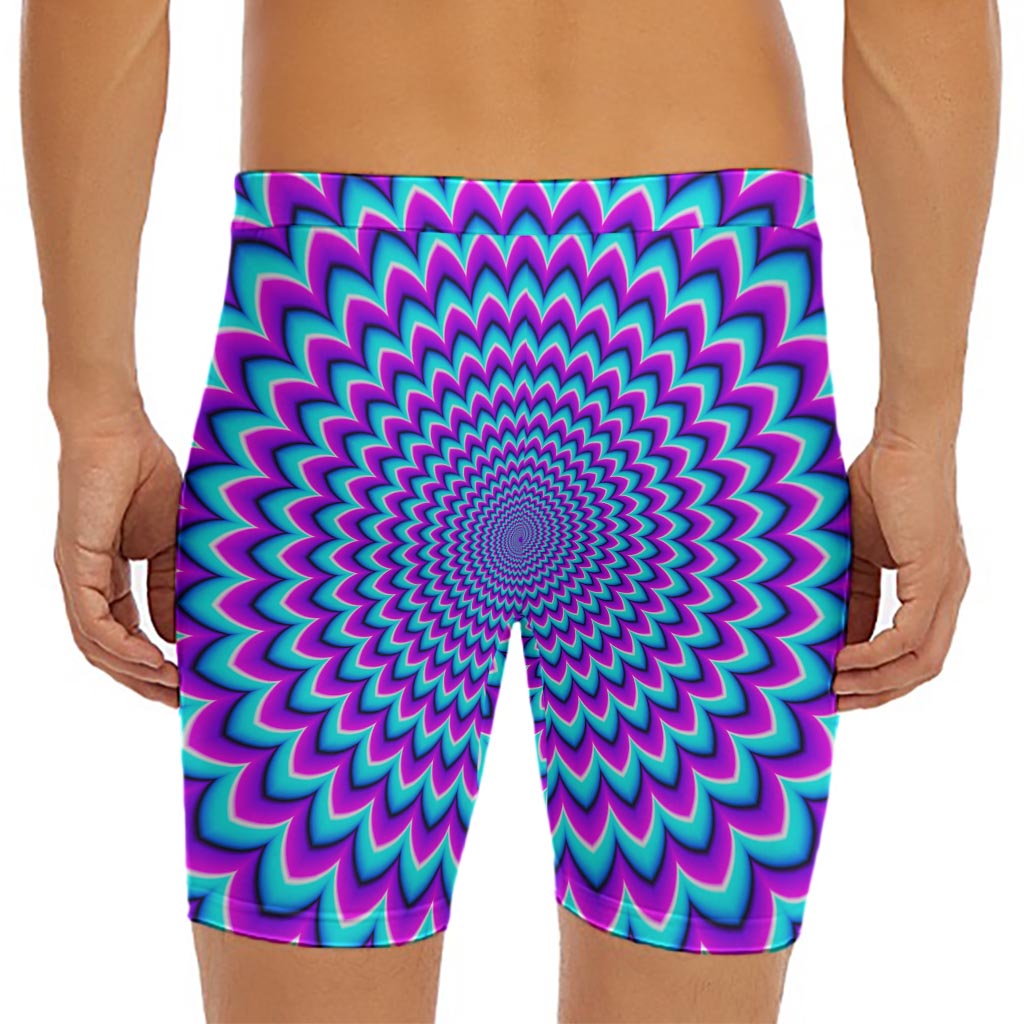 Blue Expansion Moving Optical Illusion Men's Long Boxer Briefs