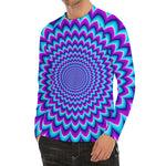 Blue Expansion Moving Optical Illusion Men's Long Sleeve Rash Guard