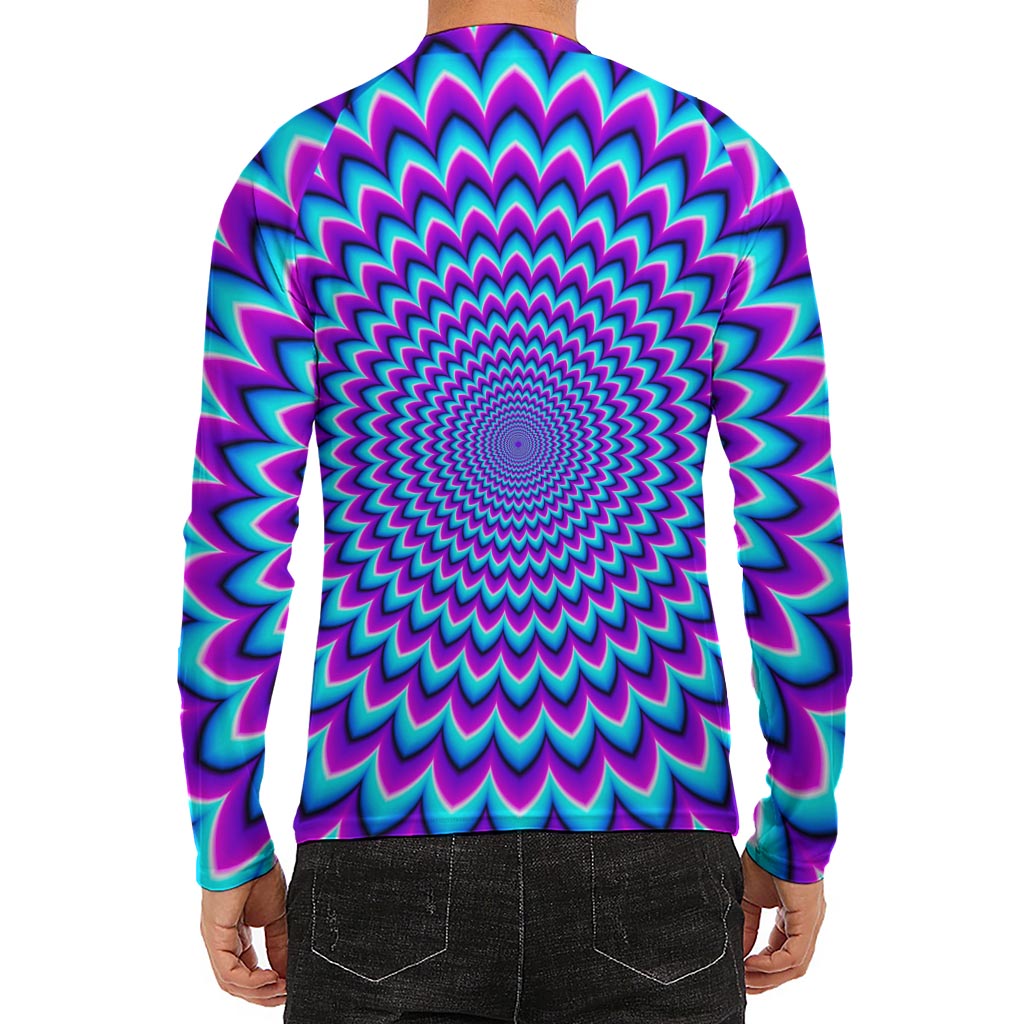 Blue Expansion Moving Optical Illusion Men's Long Sleeve Rash Guard