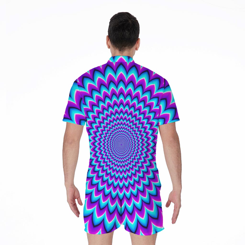 Blue Expansion Moving Optical Illusion Men's Rompers