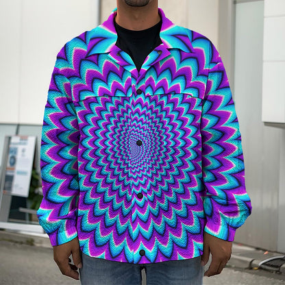 Blue Expansion Moving Optical Illusion Men's Shirt Jacket