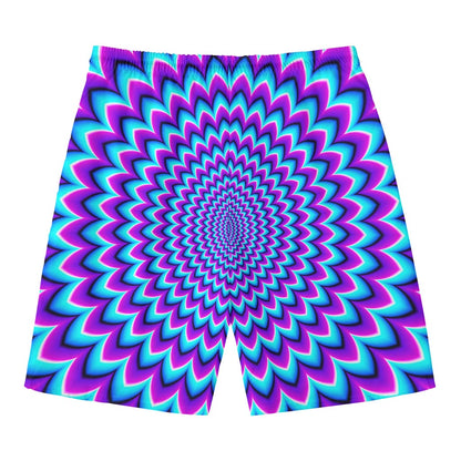Blue Expansion Moving Optical Illusion Men's Swim Trunks