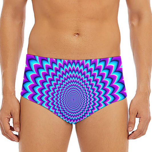 Blue Expansion Moving Optical Illusion Men's Triangle Swim Briefs