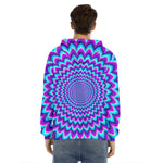 Blue Expansion Moving Optical Illusion Men's Velvet Pullover Hoodie