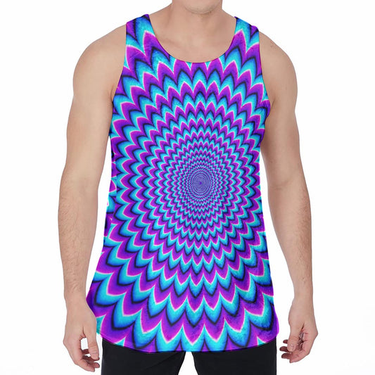 Blue Expansion Moving Optical Illusion Men's Velvet Tank Top