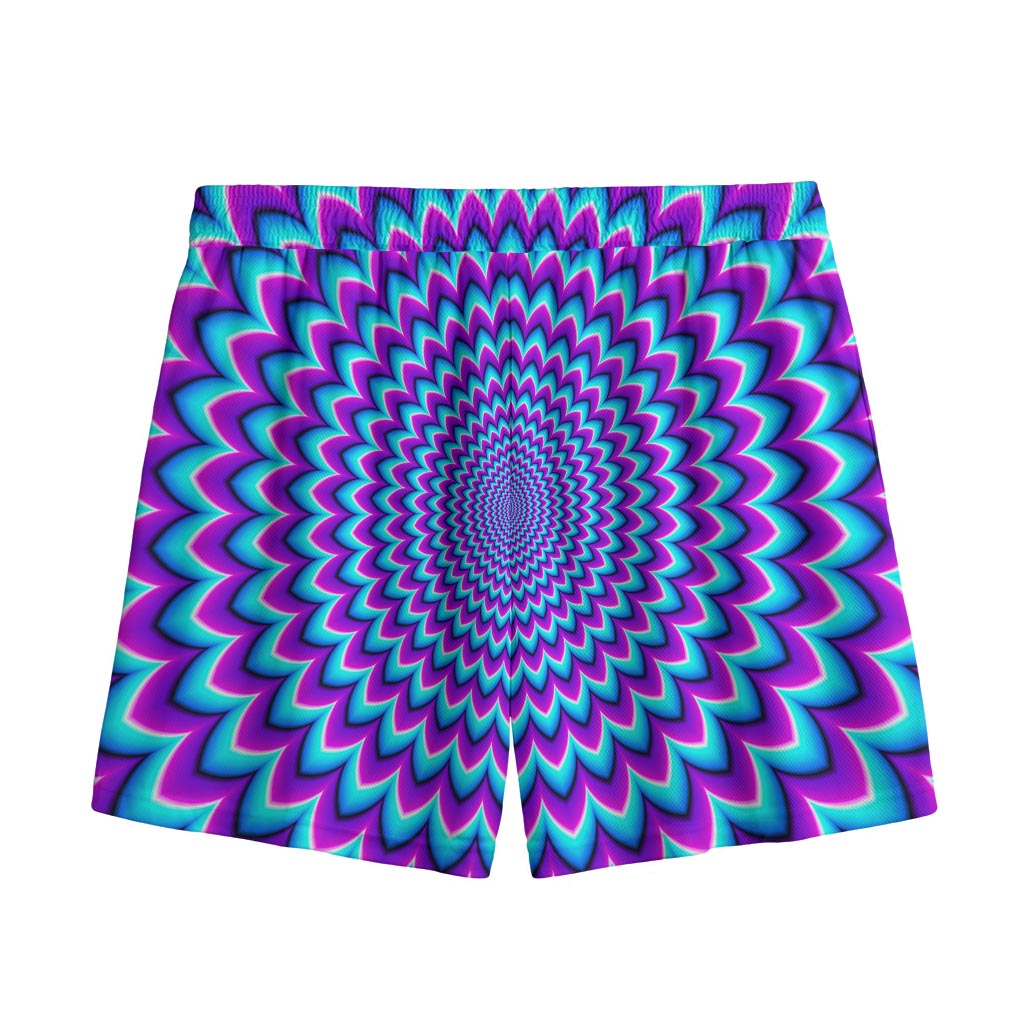 Blue Expansion Moving Optical Illusion Mesh Shorts