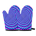 Blue Expansion Moving Optical Illusion Oven Mitts
