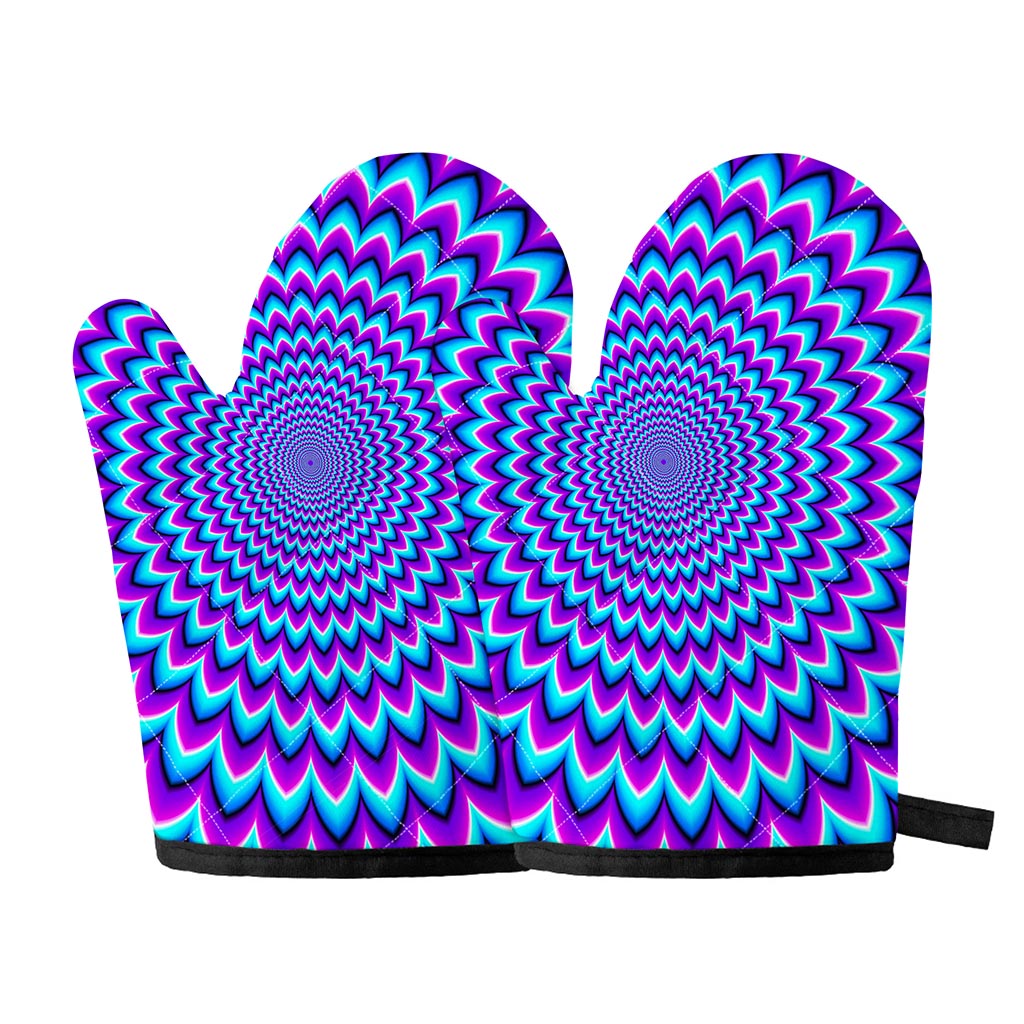 Blue Expansion Moving Optical Illusion Oven Mitts