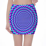 Blue Expansion Moving Optical Illusion Pencil Mini Skirt