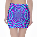 Blue Expansion Moving Optical Illusion Pencil Mini Skirt