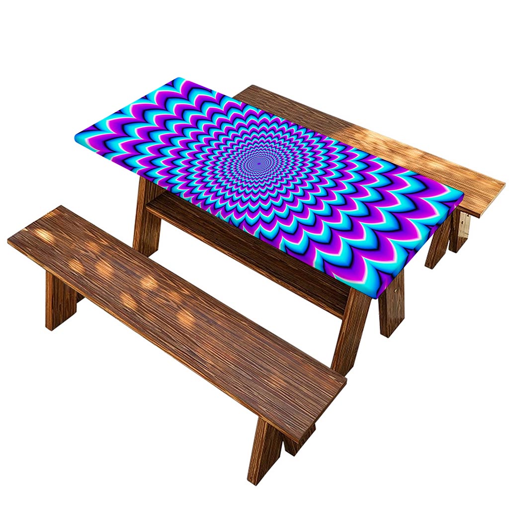 Blue Expansion Moving Optical Illusion Picnic Table Cover