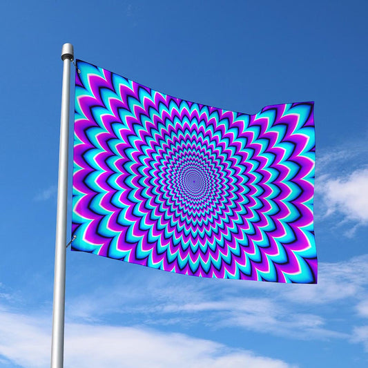 Blue Expansion Moving Optical Illusion Polyester Flag