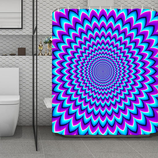 Blue Expansion Moving Optical Illusion Polyester Shower Curtain