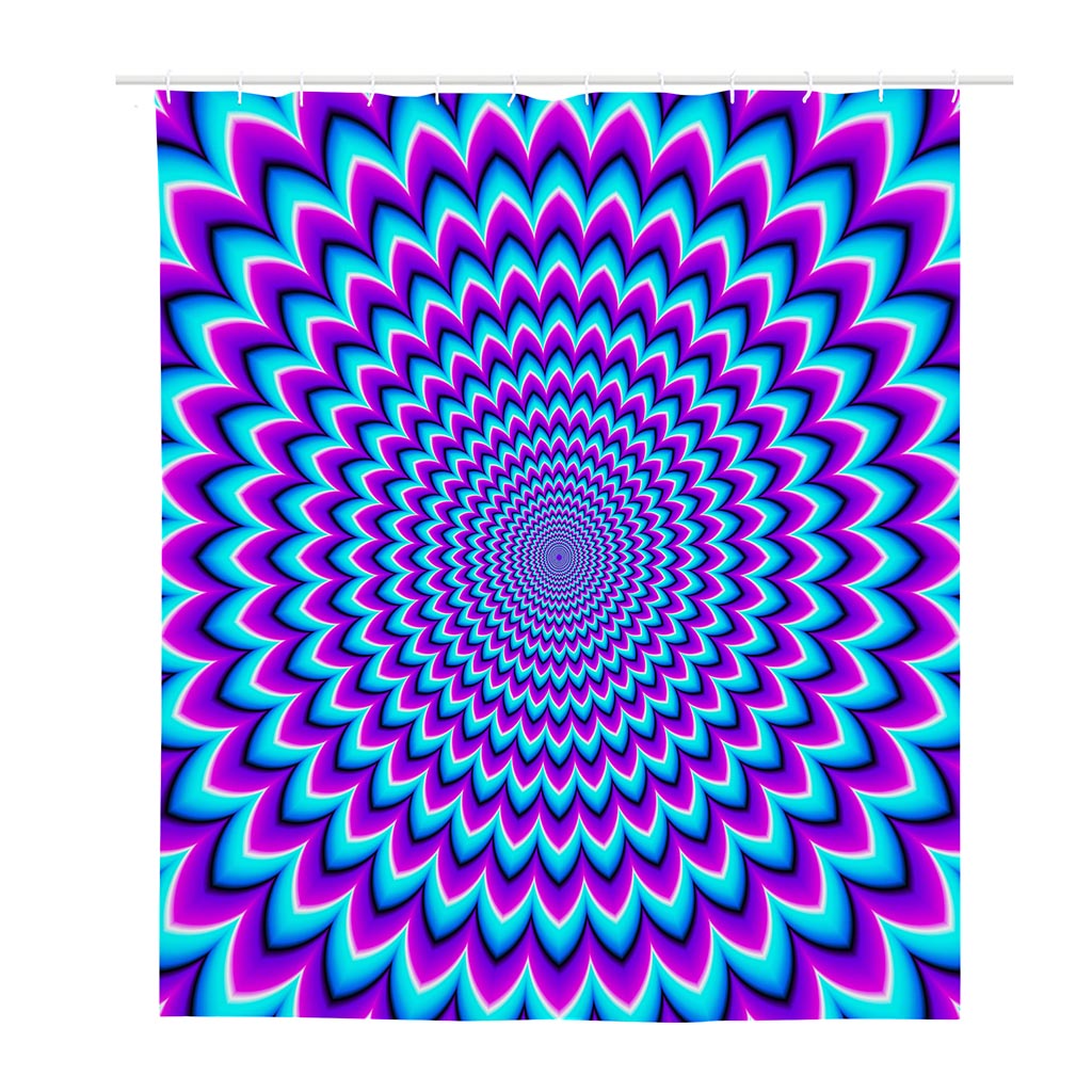 Blue Expansion Moving Optical Illusion Polyester Shower Curtain