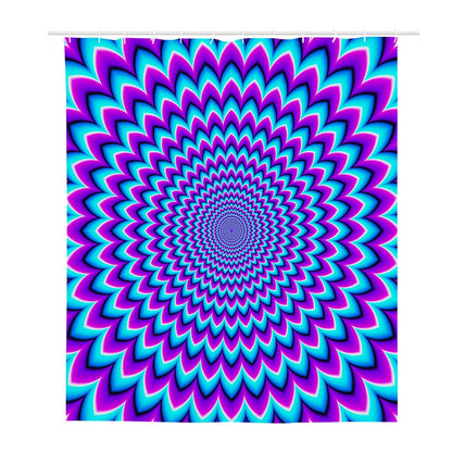 Blue Expansion Moving Optical Illusion Polyester Shower Curtain