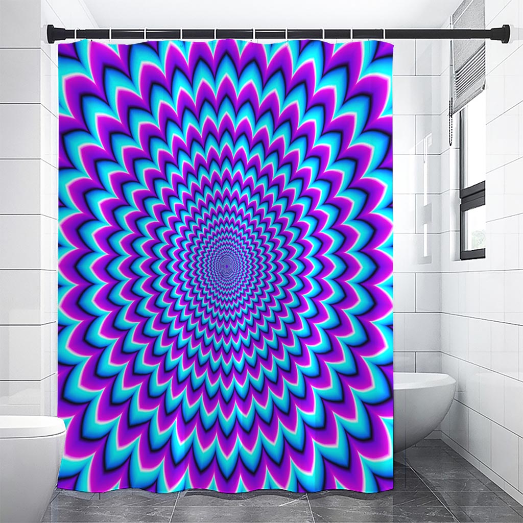 Blue Expansion Moving Optical Illusion Premium Shower Curtain
