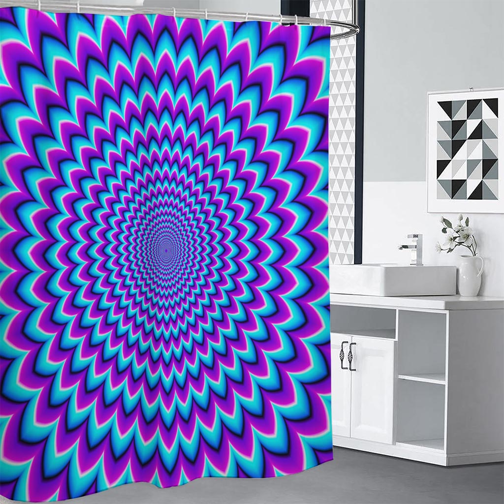 Blue Expansion Moving Optical Illusion Premium Shower Curtain