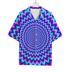 Blue Expansion Moving Optical Illusion Rayon Hawaiian Shirt