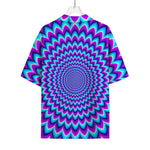 Blue Expansion Moving Optical Illusion Rayon Hawaiian Shirt