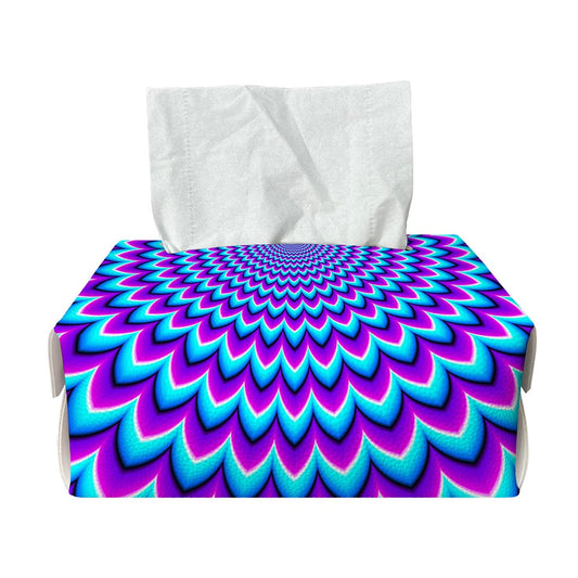 Blue Expansion Moving Optical Illusion Rectangle Tissue Box Cover